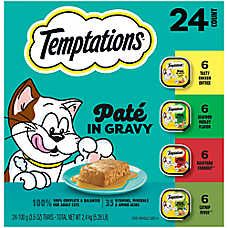 Temptations Wet Cat Food - Pate in Gravy, Variety Pack, 24 Count, 3.5 OZ
