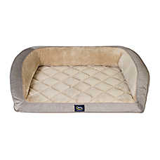 Serta? Quilted Gray Orthopedic Bolster Large Dog Bed w/Removable Cover 46Lx34W
