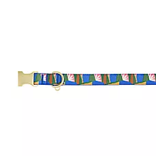 Top Paw庐 Abstract Plant Dog Collar, Blue Dog Collar, Adjustable, Multiple Sizes