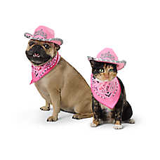 Thrills & Chills? Pink Cowboy Hat & Bandana Dog & Cat Set