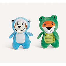 Joyhound Crazy Comfy Plush Crocodile & Monkey Dog Toy 2 Pack, Squeaker