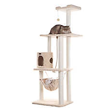 Armarkat 70-in Hammock & Hanging Toys Real Wood Cat Tree For Large And Small Cats, Beige
