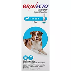 Bravecto Topical for Dogs, 44-88 lbs (Blue Box), 1 Dose, 12-Week Supply