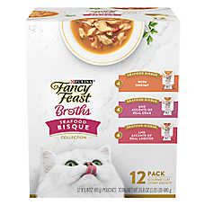 Fancy Feast? Broths Seafood Bisque Cat Food Topper Variety Pack - 12 Count