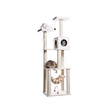 Armarkat 73-in Classic Faux Fleece Real Wood Cat Tree, Ivory